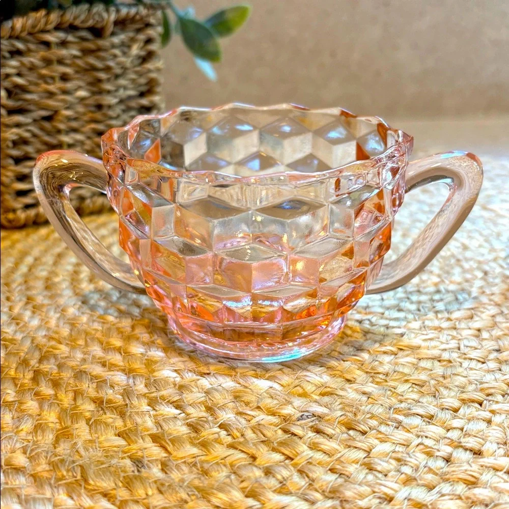 Pink Depression Glass Fostoria American Sugar & Creamer